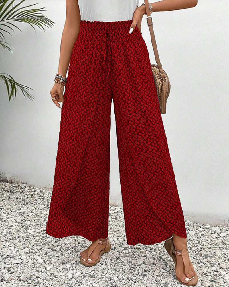 Pantalón de ocio ligero y fluido con pierna ancha y cintura elástica