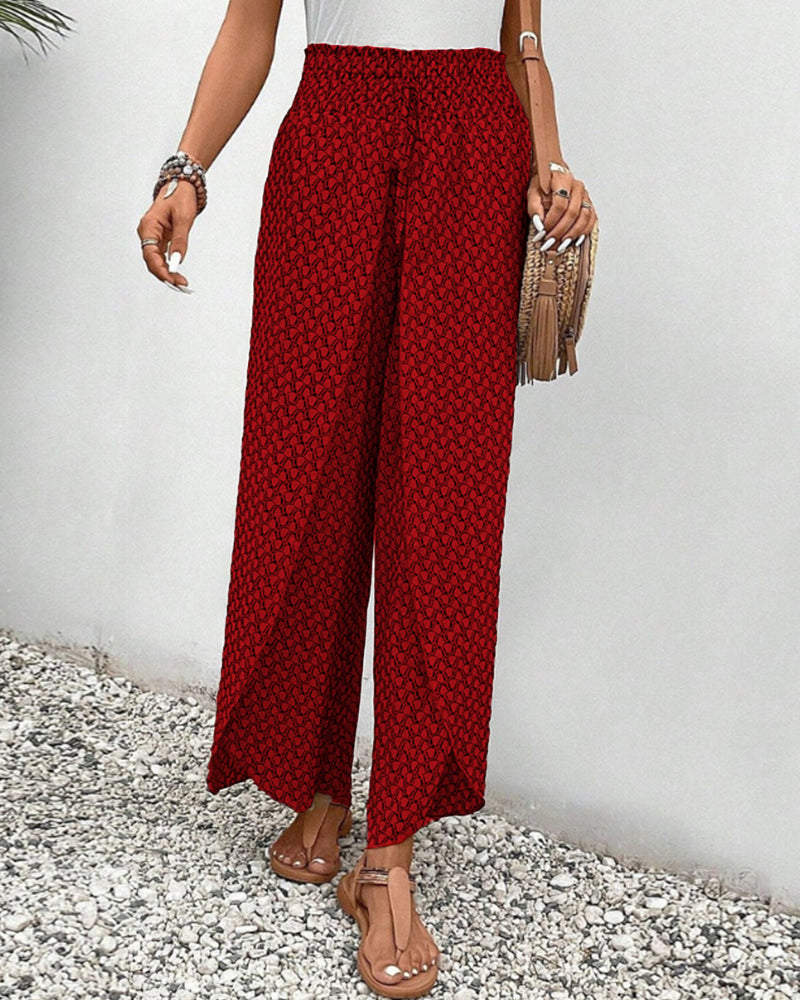 Pantalón de ocio ligero y fluido con pierna ancha y cintura elástica