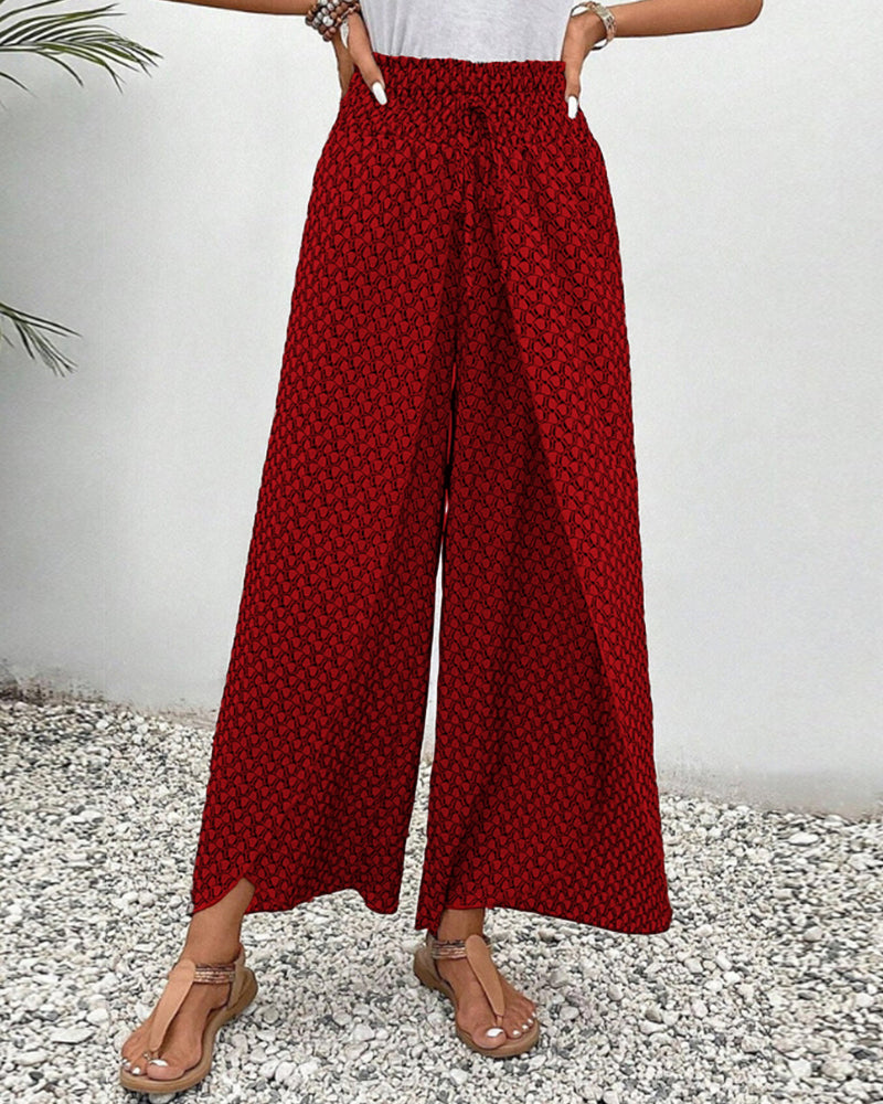 Pantalón de ocio ligero y fluido con pierna ancha y cintura elástica