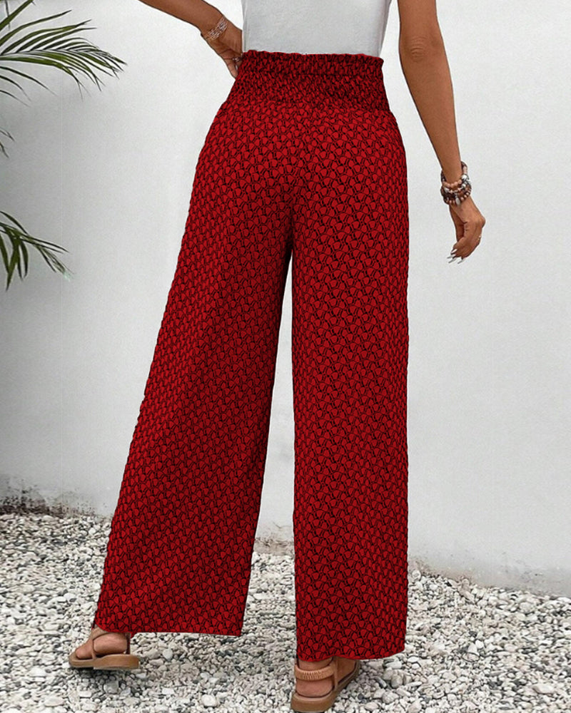 Pantalón de ocio ligero y fluido con pierna ancha y cintura elástica