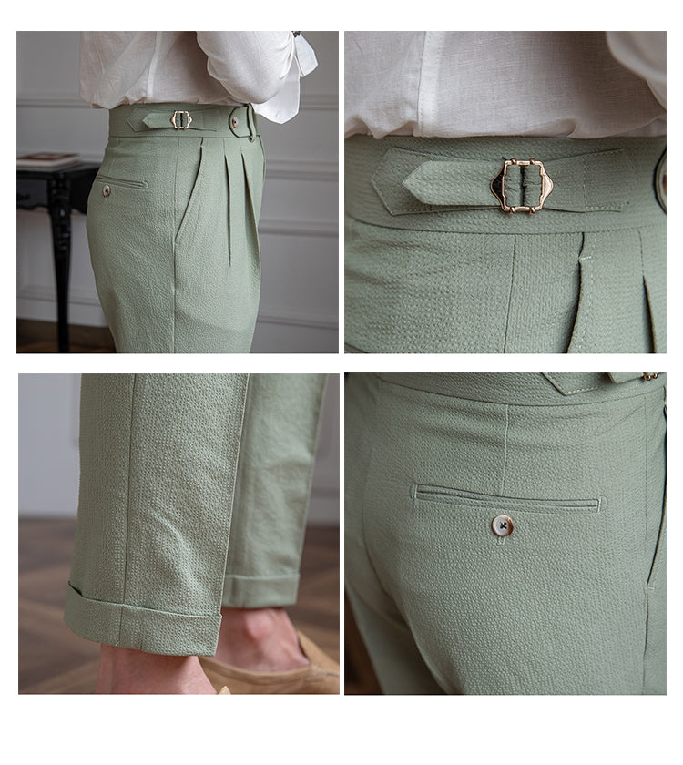 Pantalón de pinzas para hombre con talle alto corte zanahoria