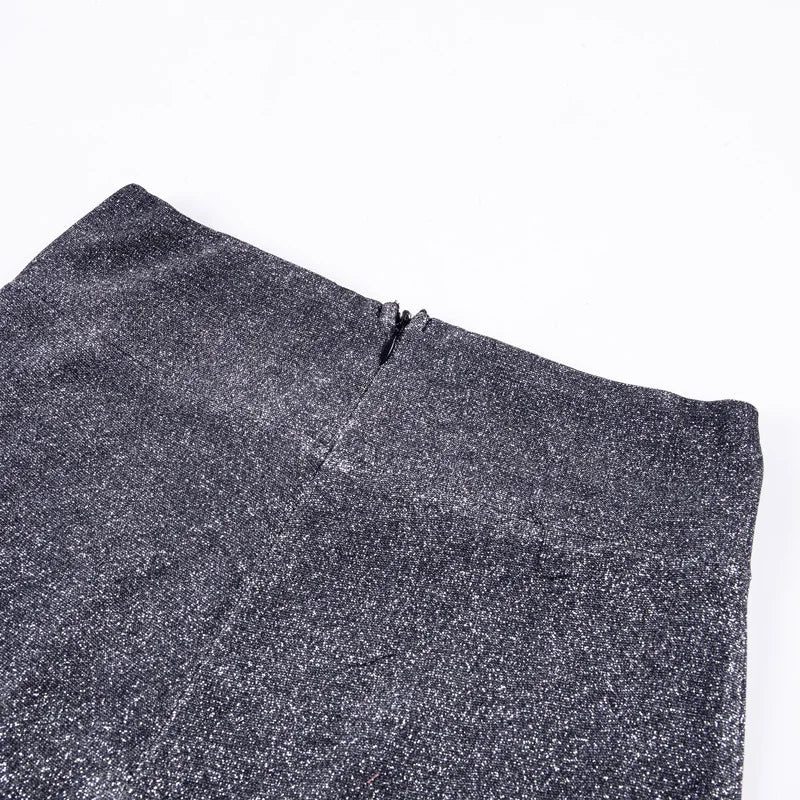 Pantalones brillantes para mujer de talle alto con detalles de lentejuelas