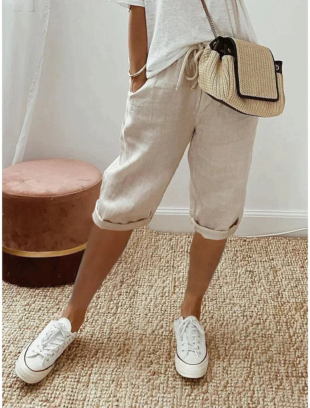 Pantalones capri de lino para el confort diario