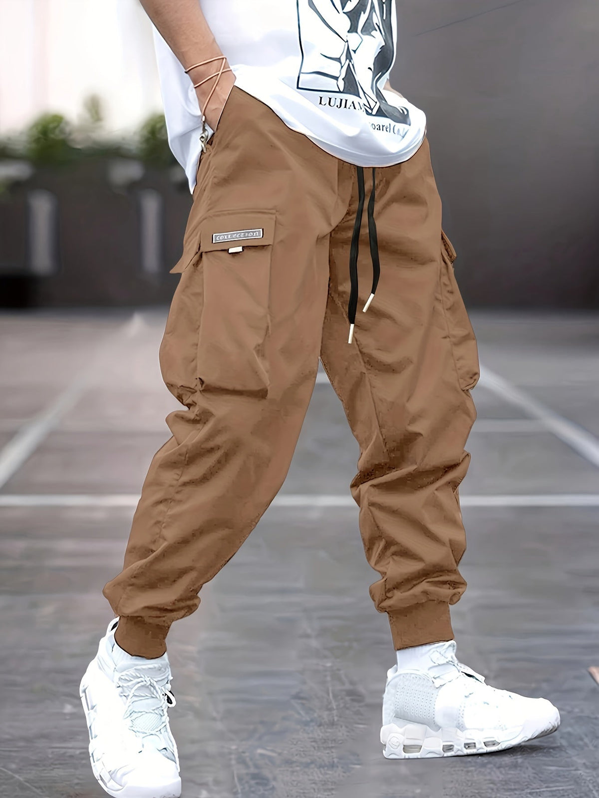 Pantalones cargo con cordón para hombre