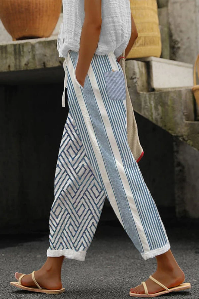 Pantalones casuales con estampado original, botones y bolsillos