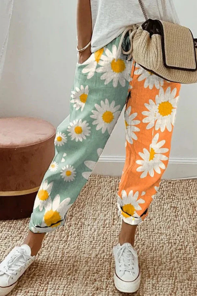 Pantalones casuales con estampado original, botones y bolsillos