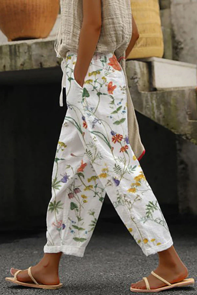Pantalones casuales con estampado original, botones y bolsillos