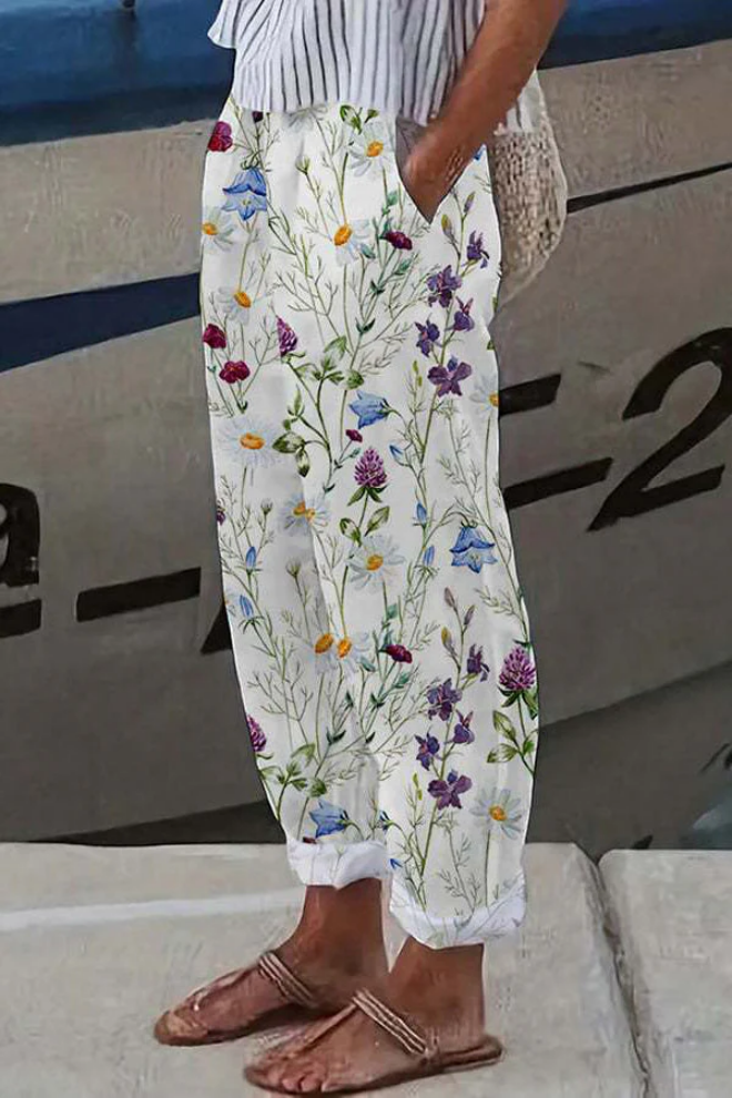Pantalones casuales con estampado original, botones y bolsillos