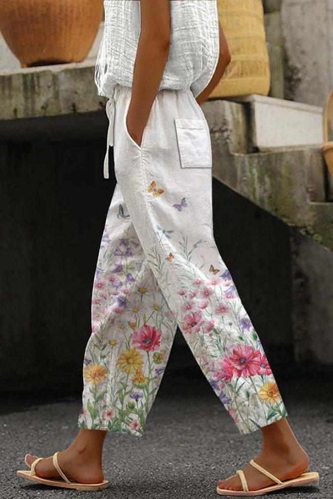 Pantalones casuales con estampado original, botones y bolsillos