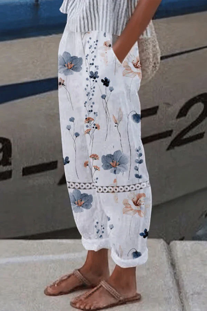 Pantalones casuales con estampado original, botones y bolsillos