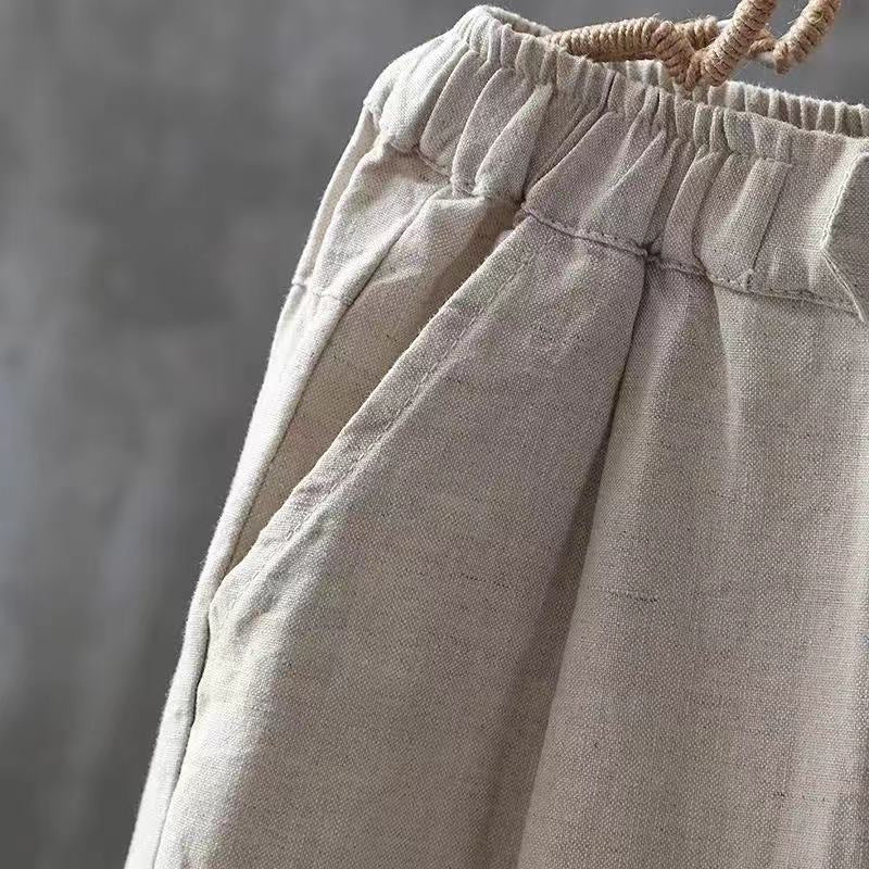 Pantalones clásicos de lino con cintura elástica, cómodos y versátiles