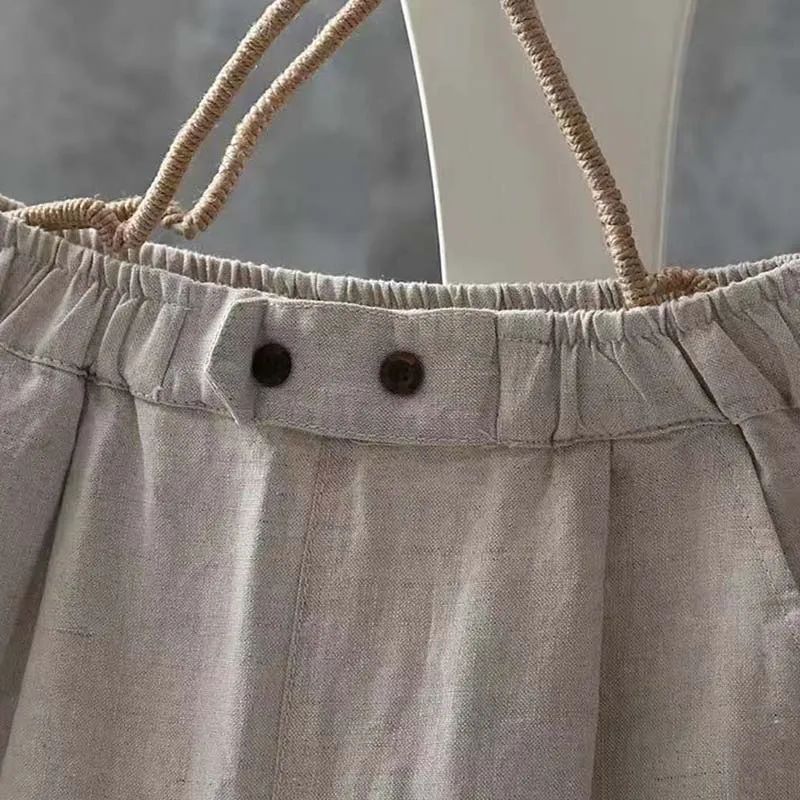 Pantalones clásicos de lino con cintura elástica, cómodos y versátiles