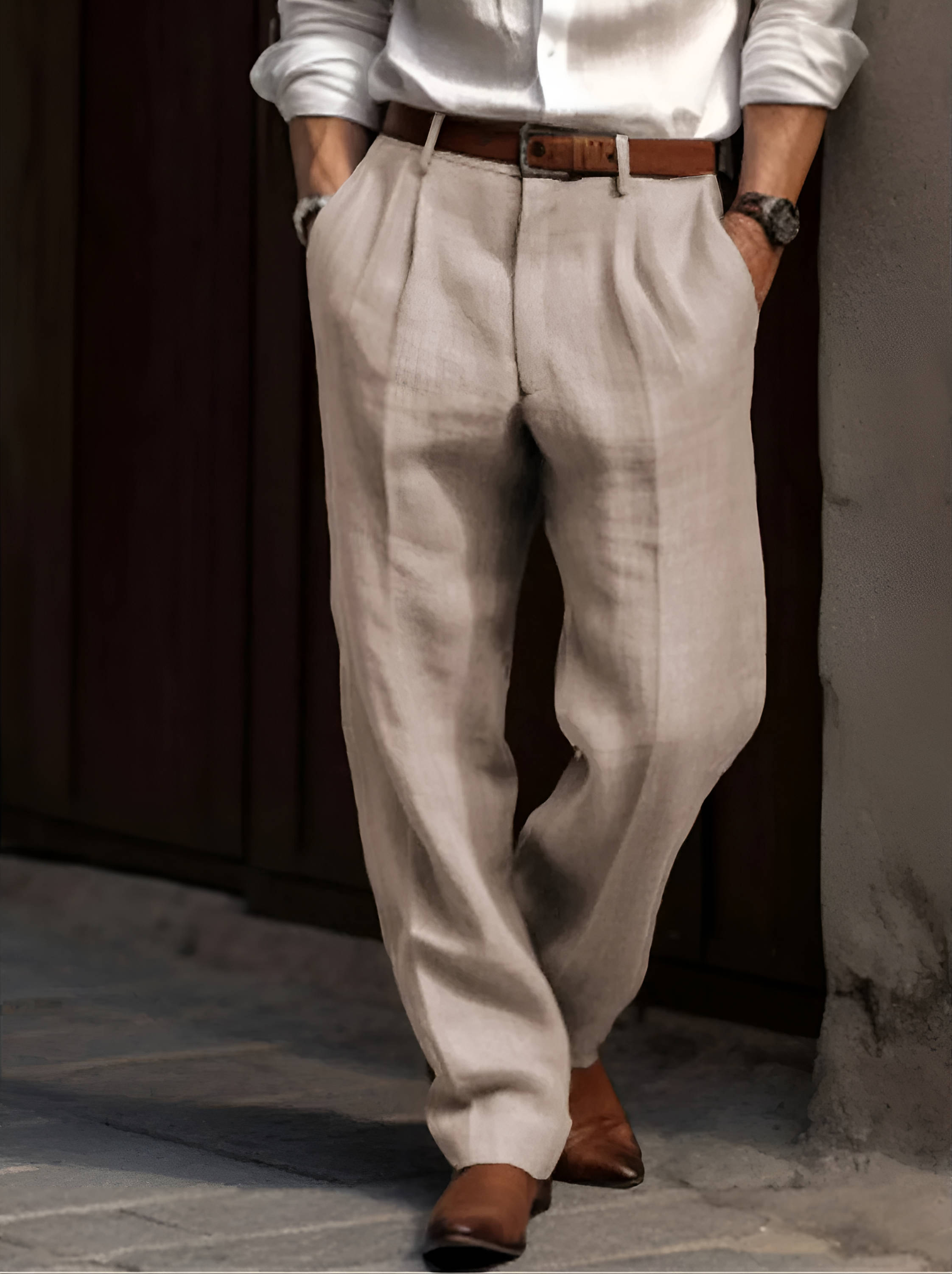 Pantalones clásicos para hombre con pinzas