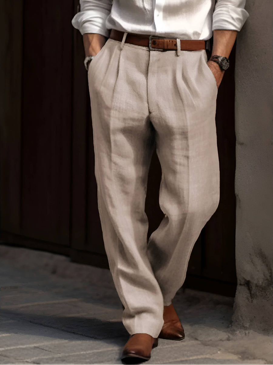 Pantalones clásicos para hombre con pinzas