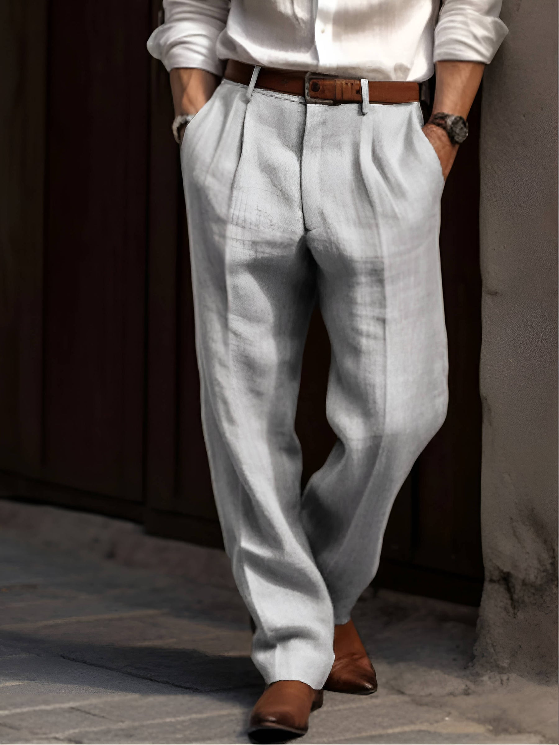Pantalones clásicos para hombre con pinzas