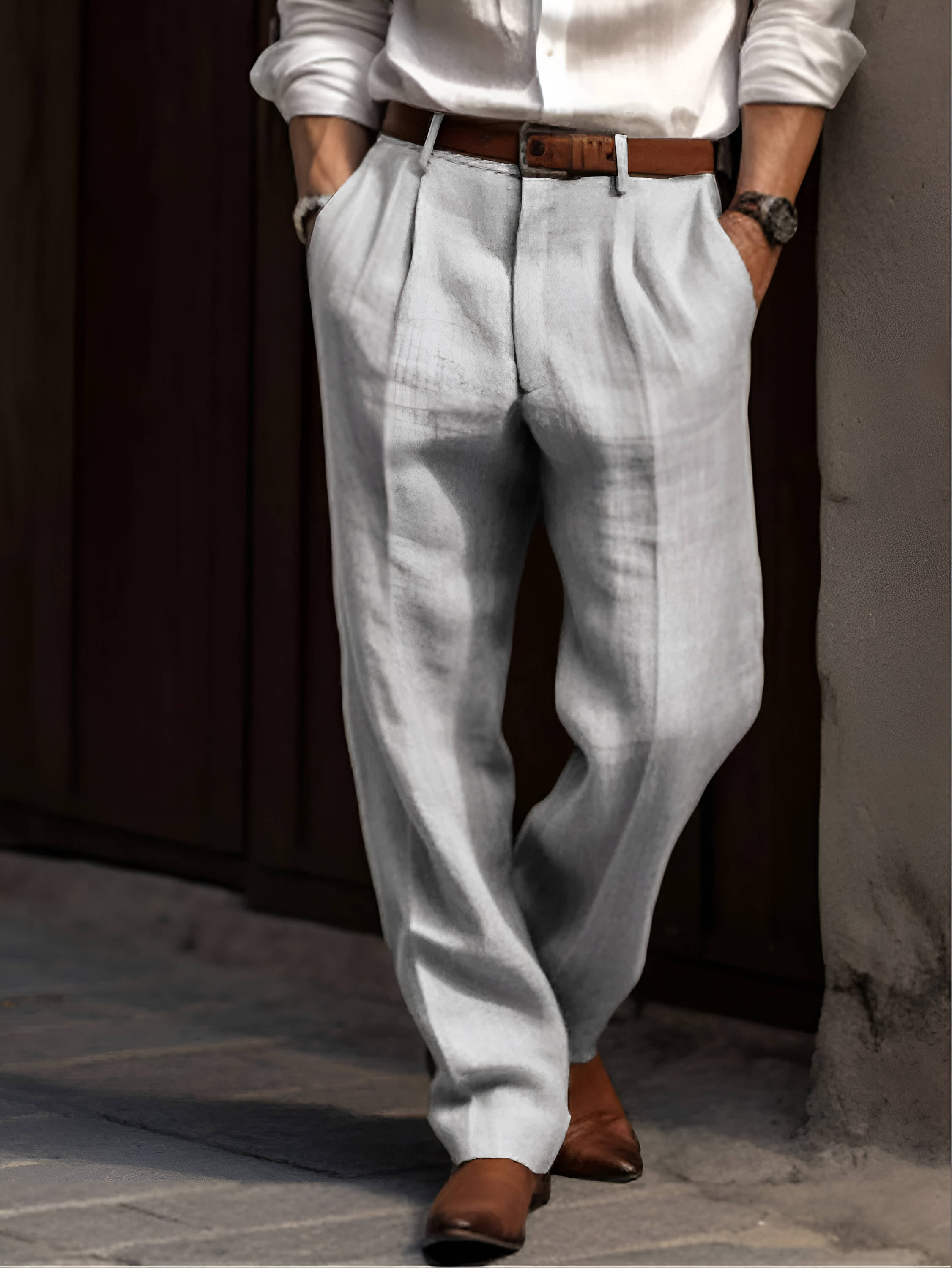 Pantalones clásicos para hombre con pinzas