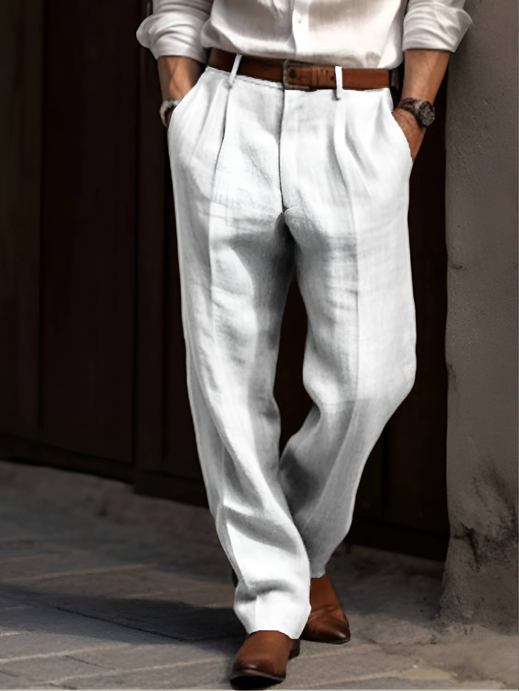 Pantalones clásicos para hombre con pinzas