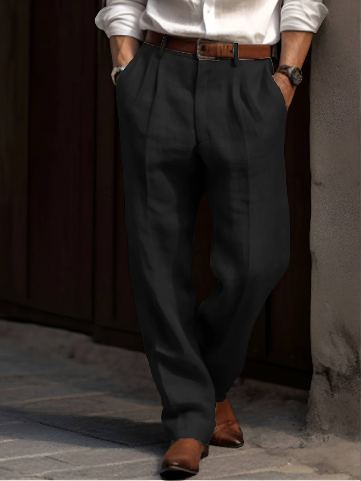 Pantalones clásicos para hombre con pinzas