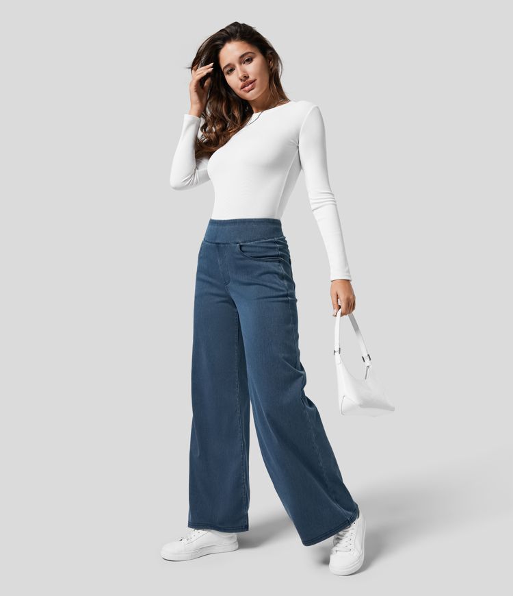 Pantalones cómodos de talle alto - Elegantes y cómodos