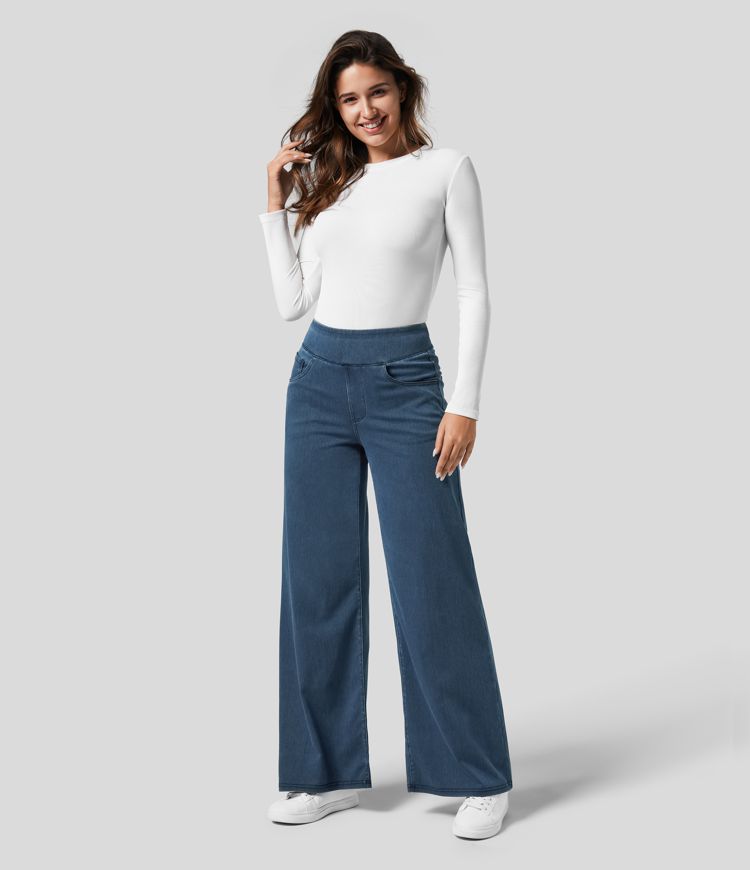 Pantalones cómodos de talle alto - Elegantes y cómodos