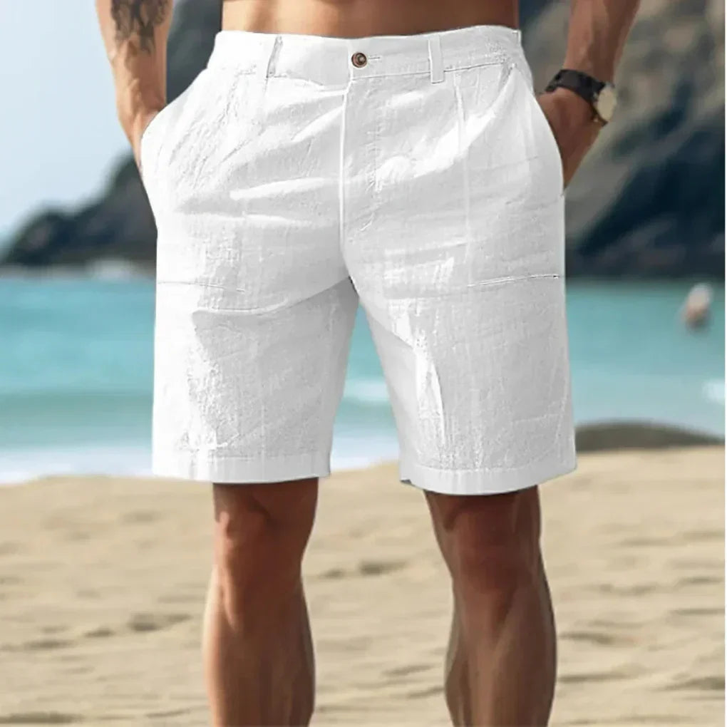 Pantalones cortos casuales de lino para hombre para días de verano