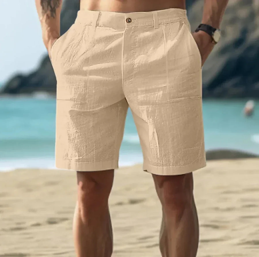 Pantalones cortos casuales de lino para hombre para días de verano