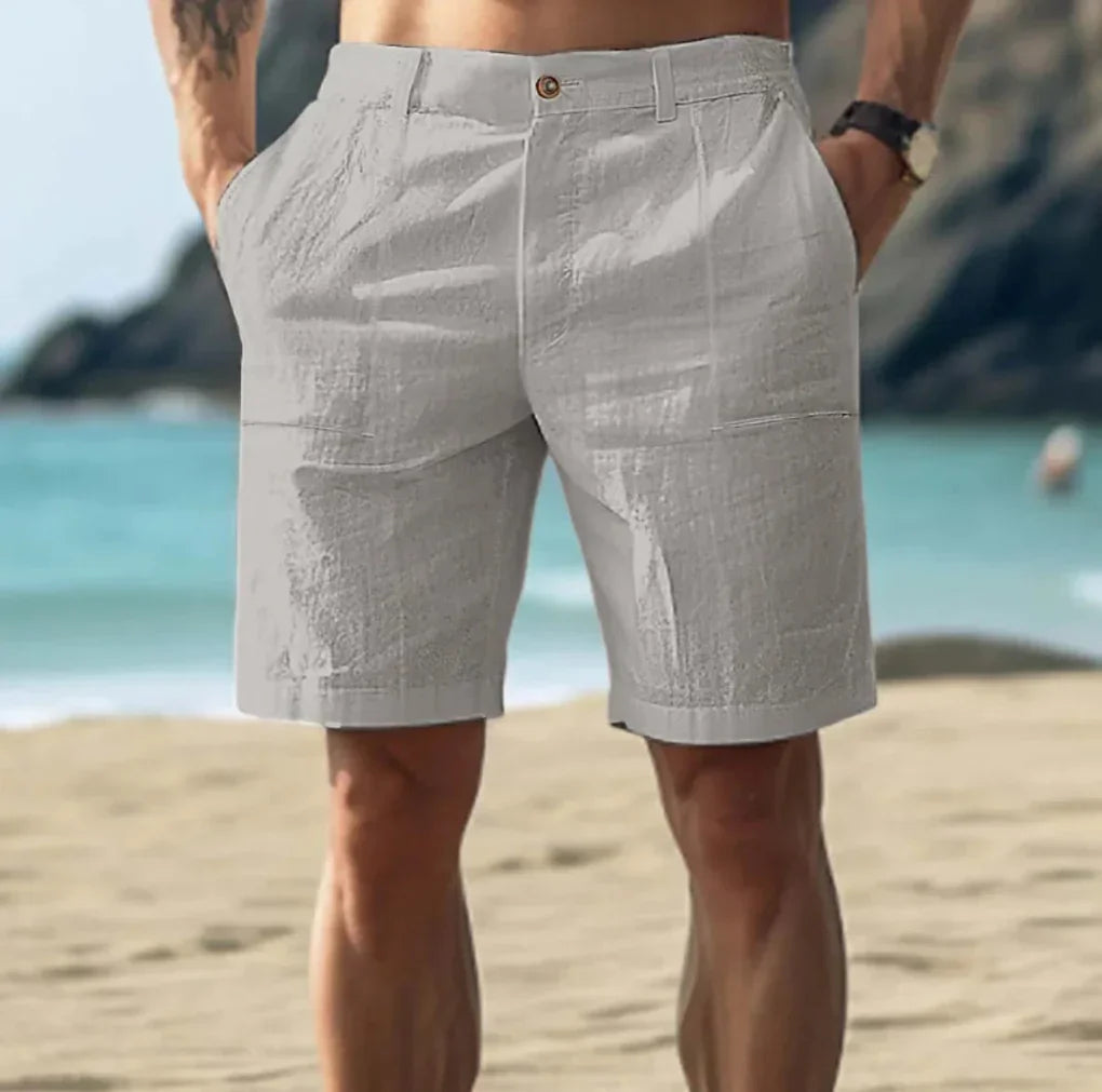 Pantalones cortos casuales de lino para hombre para días de verano