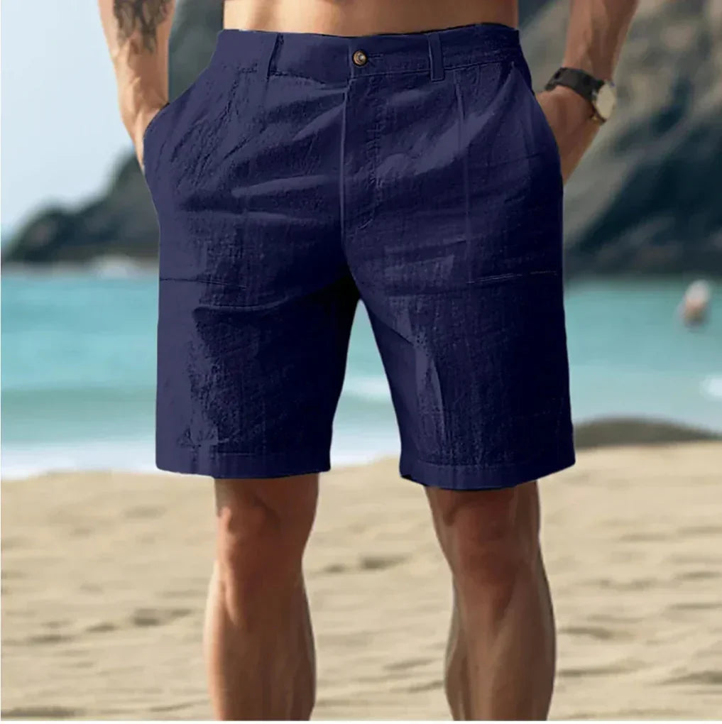 Pantalones cortos casuales de lino para hombre para días de verano
