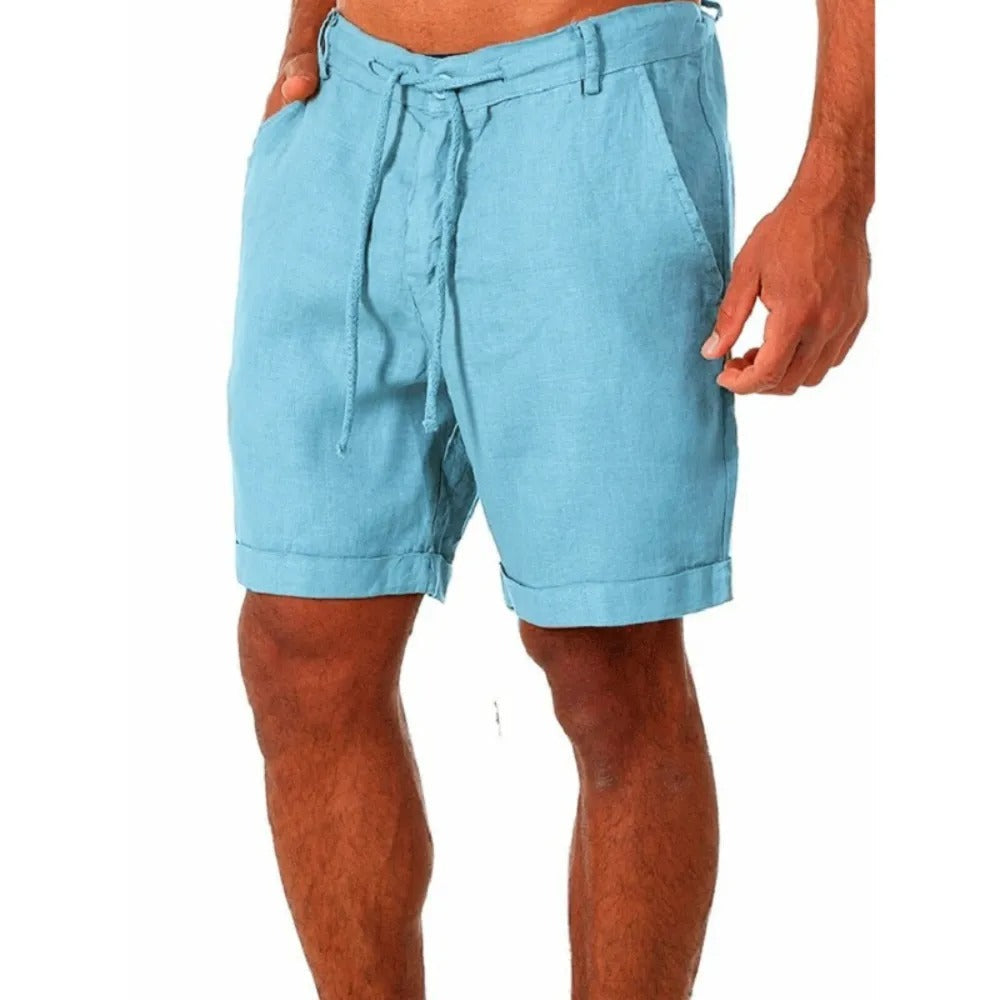 Pantalones cortos de algodón y lino para hombre