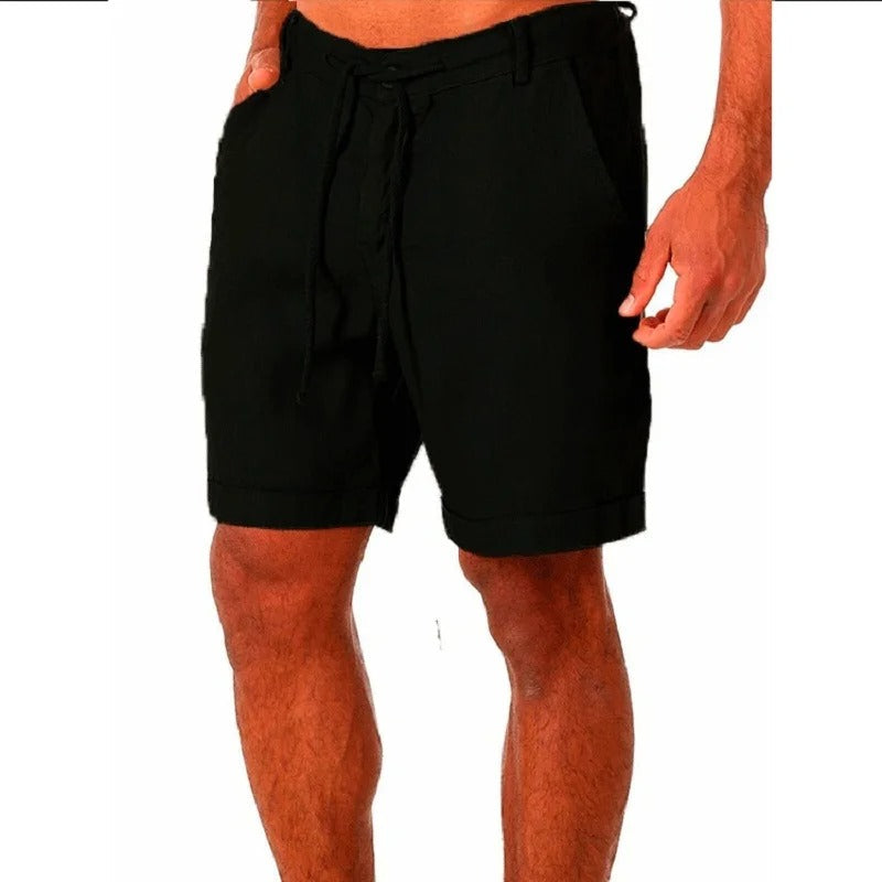 Pantalones cortos de algodón y lino para hombre