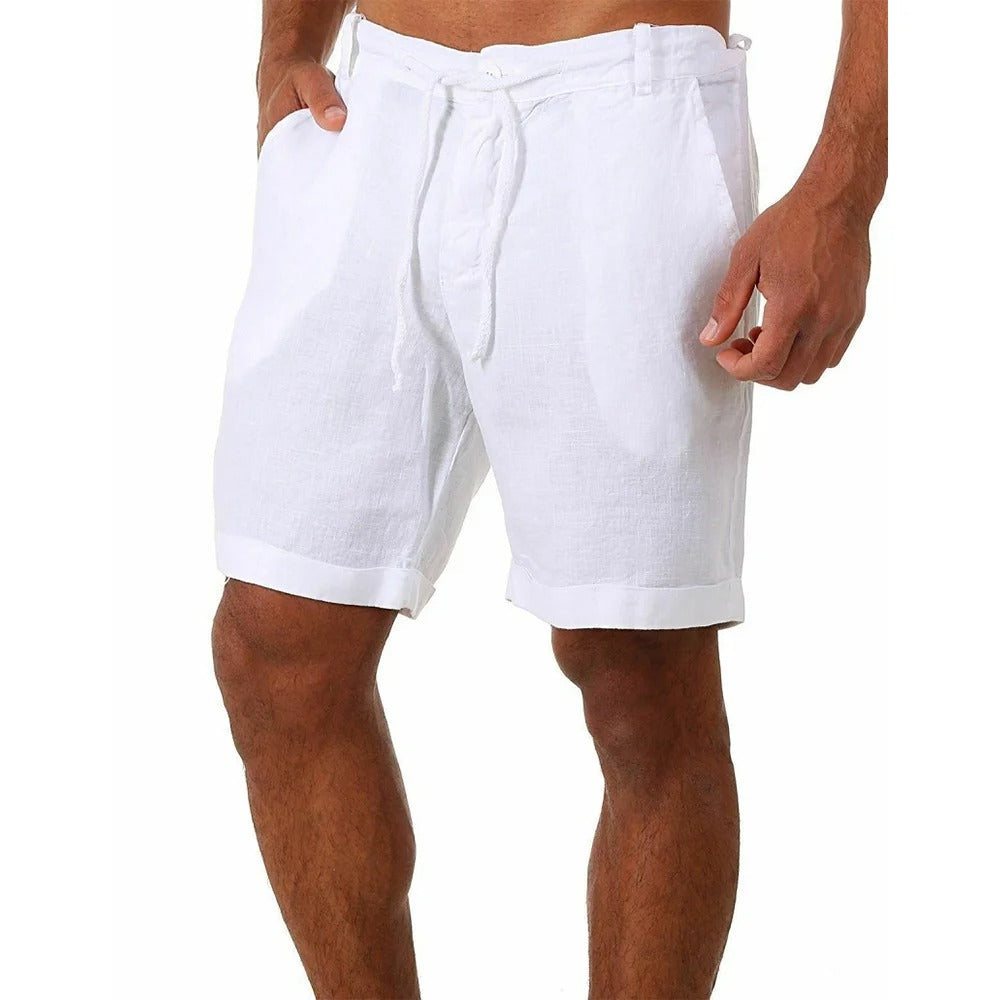 Pantalones cortos de algodón y lino para hombre