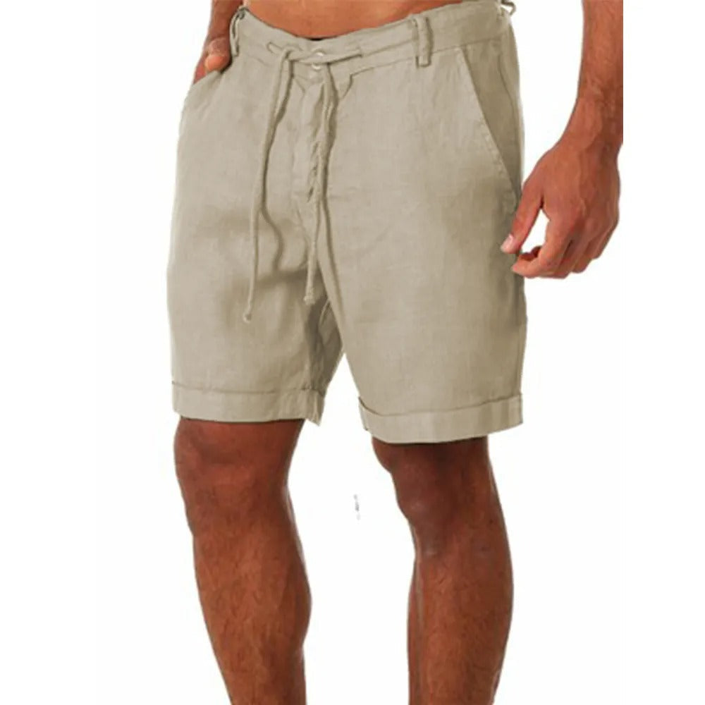 Pantalones cortos de algodón y lino para hombre