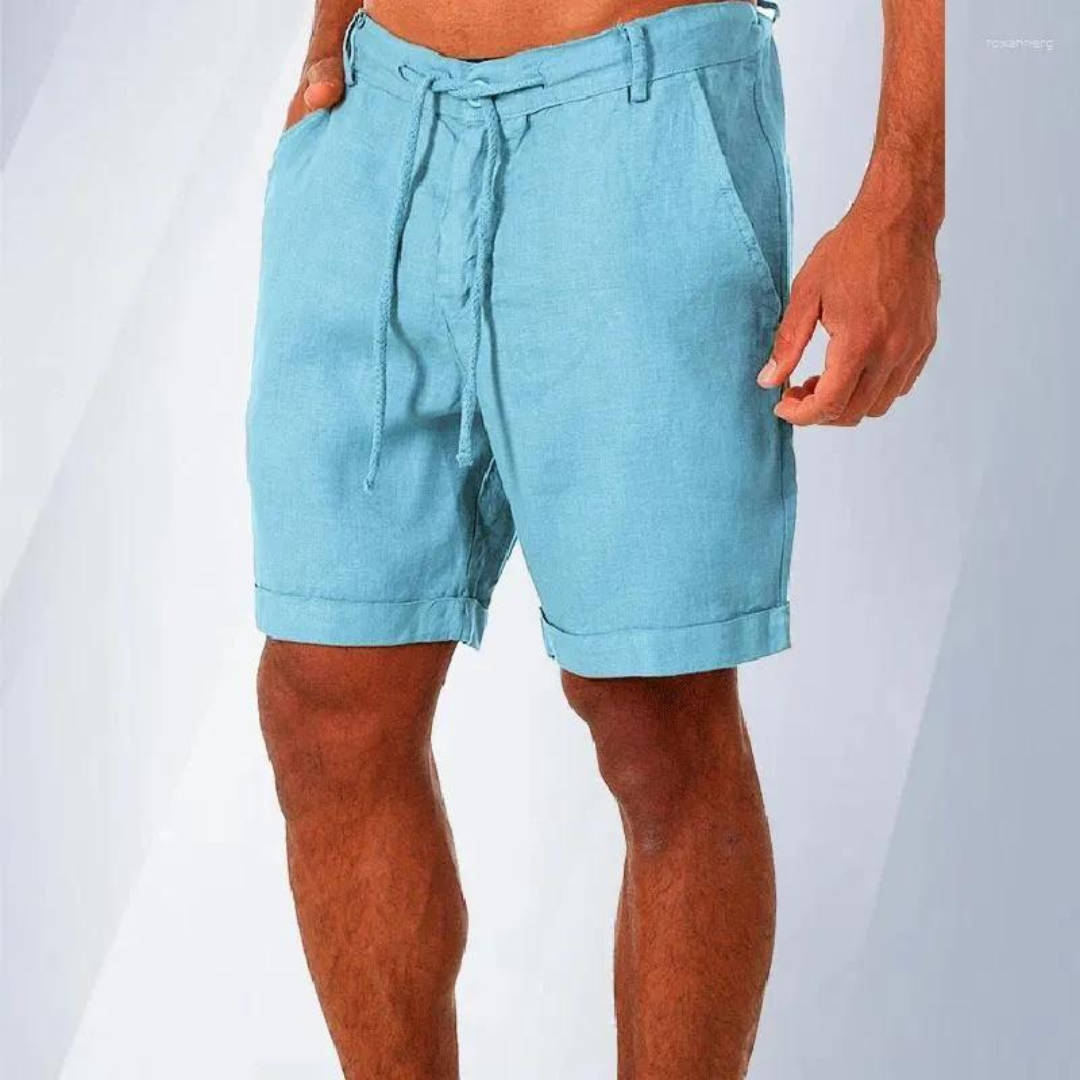 Pantalones cortos de algodón y lino para hombre