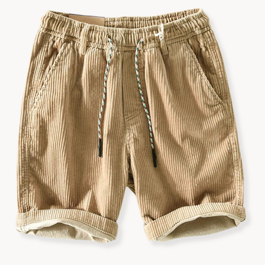 Pantalones cortos de pana para hombre con cordón ajustable