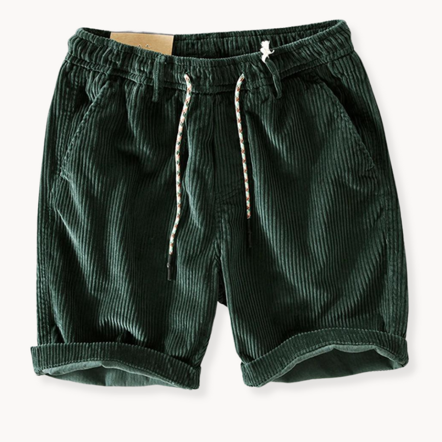 Pantalones cortos de pana para hombre con cordón ajustable