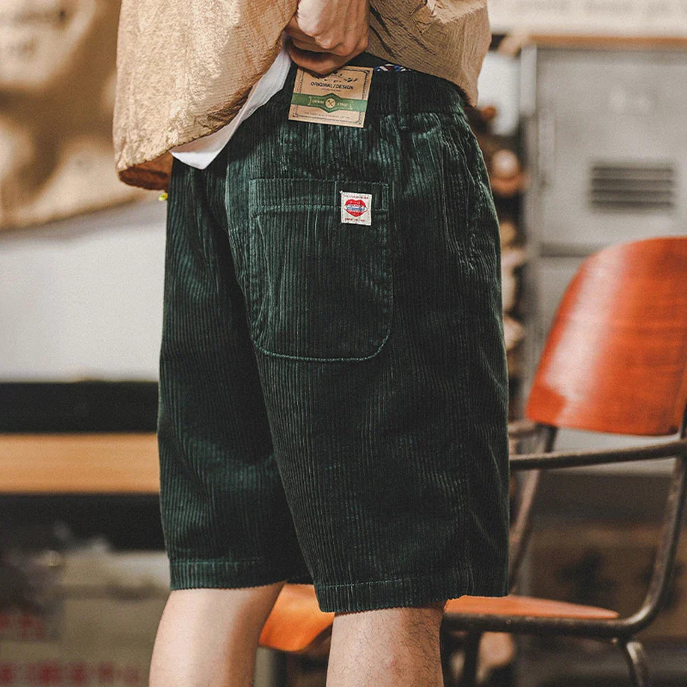 Pantalones cortos de pana para hombre con cordón ajustable
