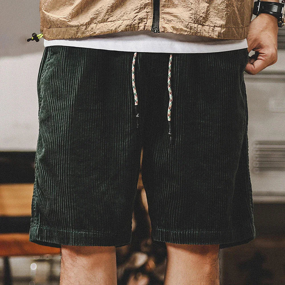 Pantalones cortos de pana para hombre con cordón ajustable