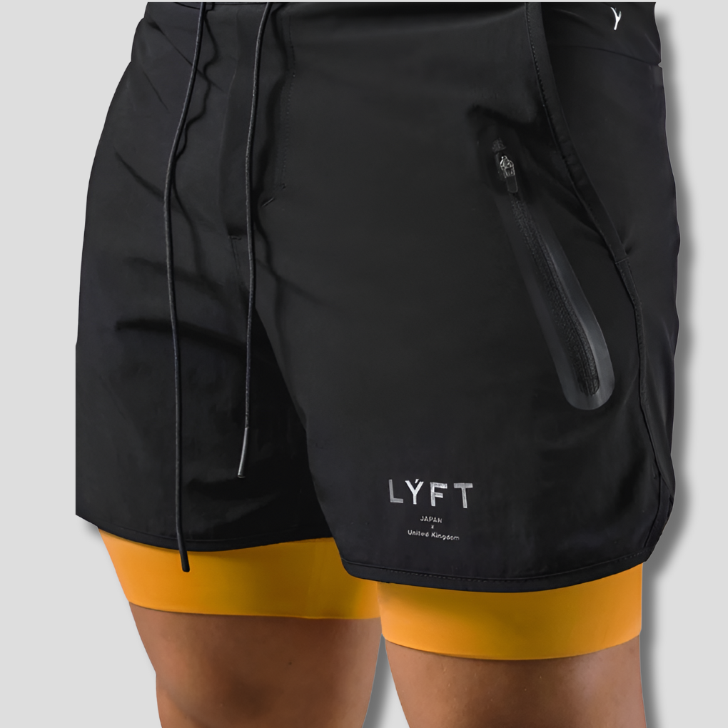 Pantalones cortos deportivos de doble capa para hombre