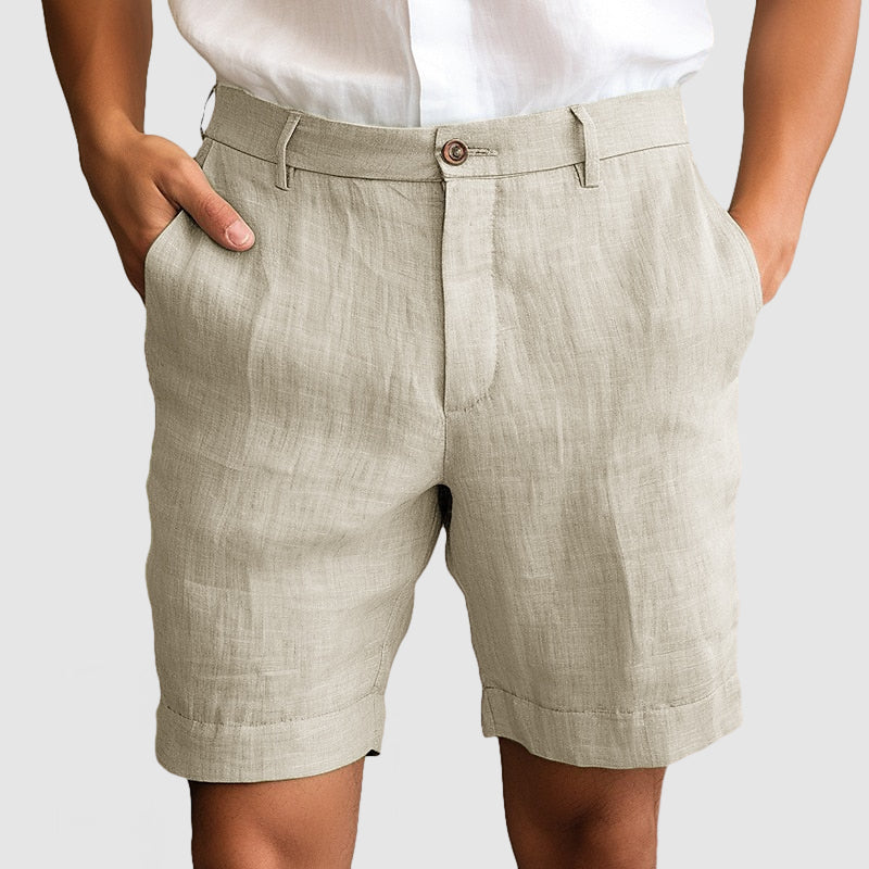 Pantalones cortos elegantes para hombre sin pinzas y con dobladillo