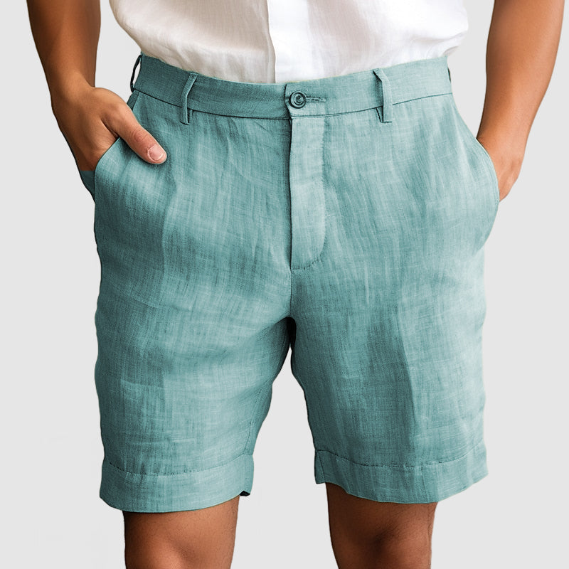 Pantalones cortos elegantes para hombre sin pinzas y con dobladillo