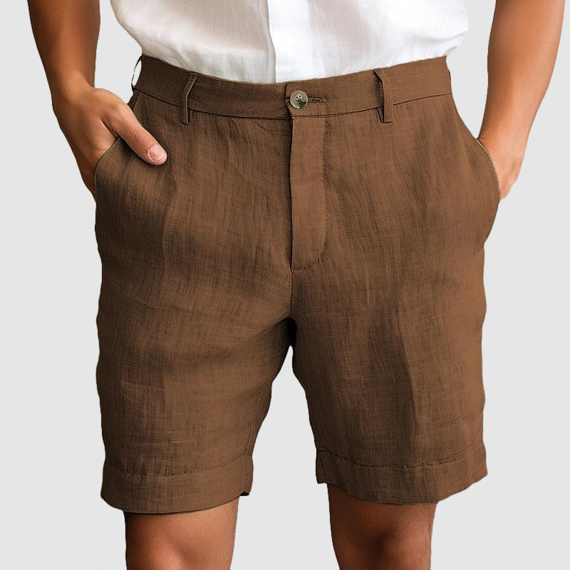 Pantalones cortos elegantes para hombre sin pinzas y con dobladillo