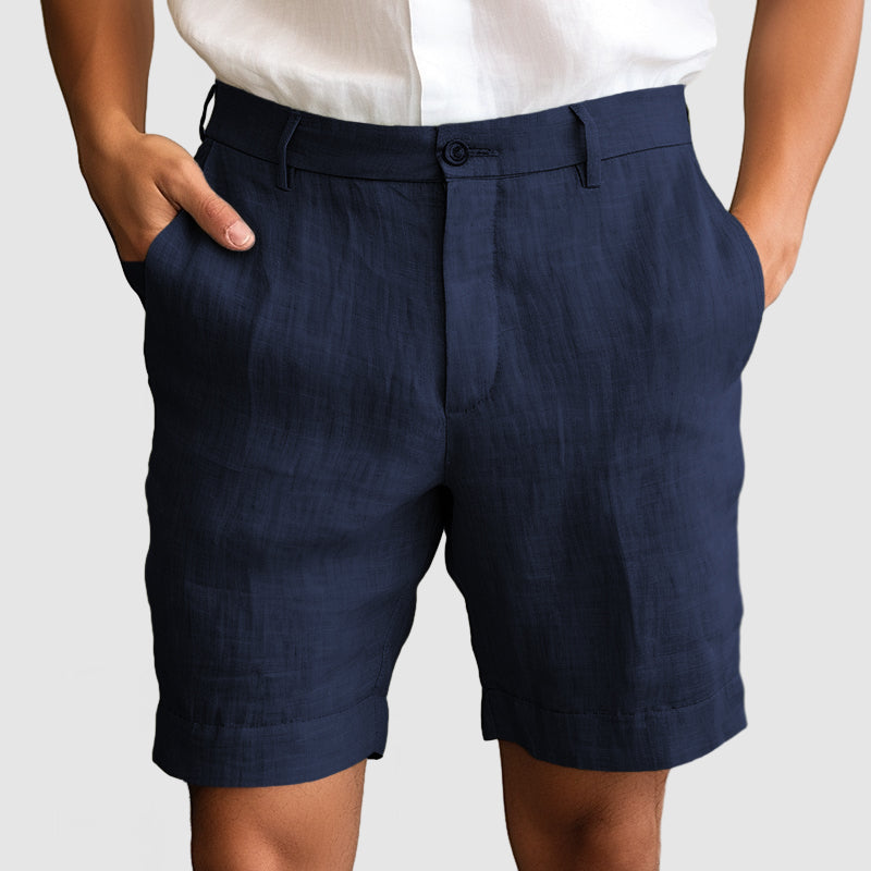 Pantalones cortos elegantes para hombre sin pinzas y con dobladillo
