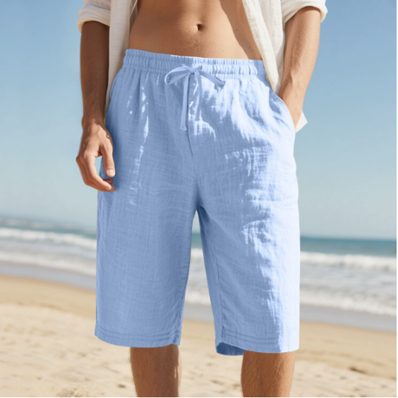 Pantalones cortos para hombre hasta la rodilla con cordón ajustable