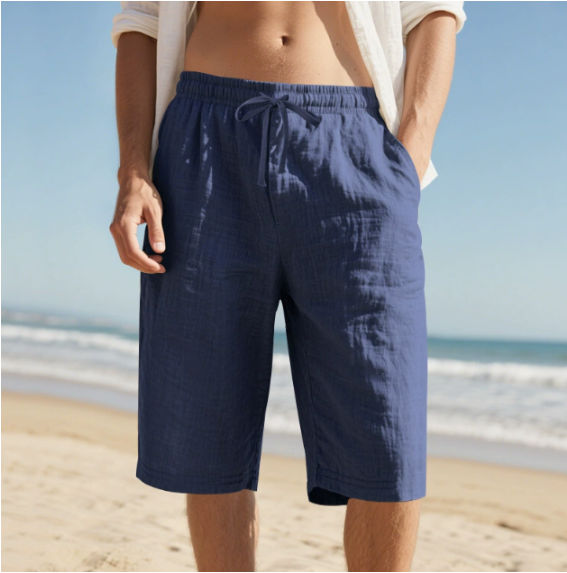 Pantalones cortos para hombre hasta la rodilla con cordón ajustable