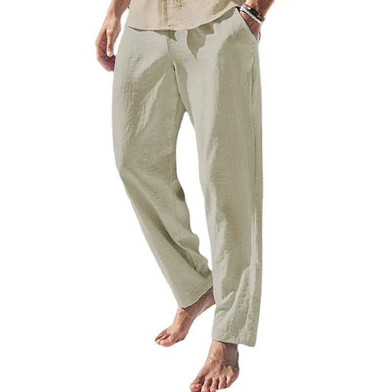 Pantalones de algodón y lino para hombre
