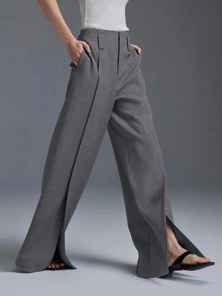 Pantalones de cintura alta y piernas anchas para mujer