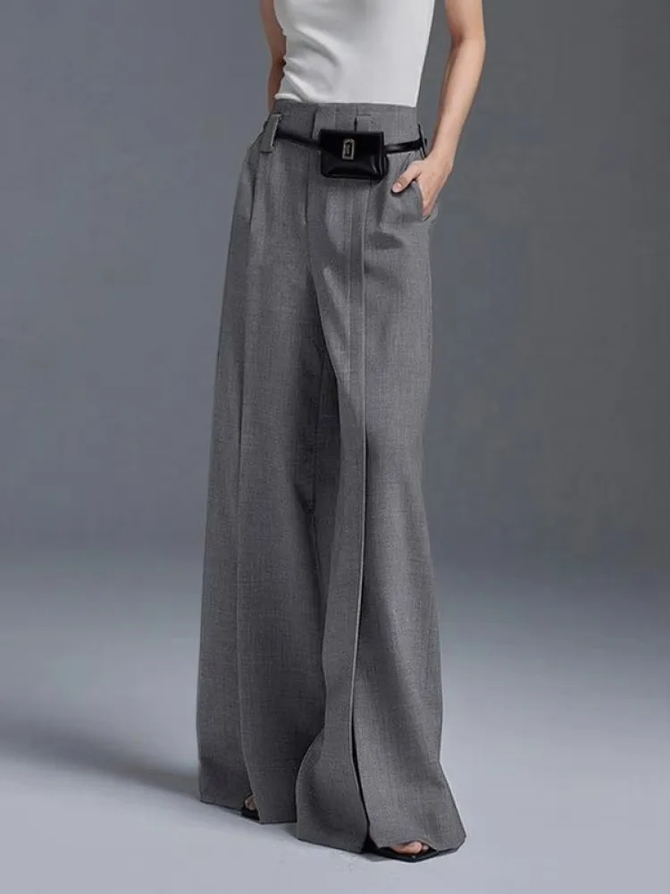 Pantalones de cintura alta y piernas anchas para mujer