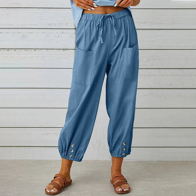 Pantalones de lino para mujer para comodidad diaria