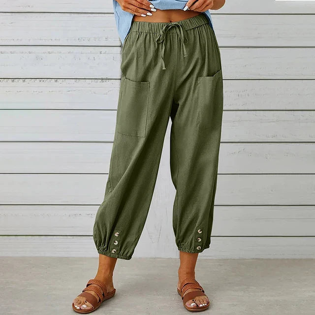 Pantalones de lino para mujer para comodidad diaria