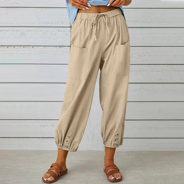 Pantalones de lino para mujer para comodidad diaria